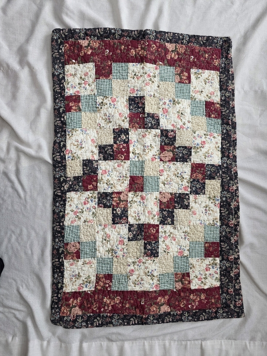 Other - Home Country Patchwork Quilted Large Pillow Cover Floral Red, Cream & Blue 33x24